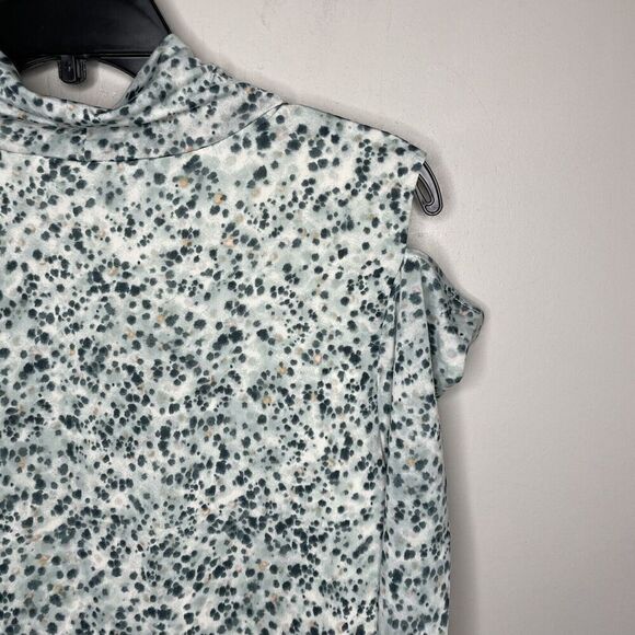 ELOQUII Dress Womens 16 Slash Shoulder Midi NEW Green Dot Print Long Sleeve - Picture 11 of 15